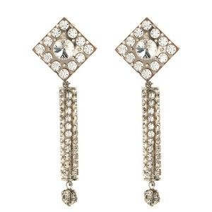 Alessandra Rich Geometric Rhinestone-Embellished Clip Earrings - NWT